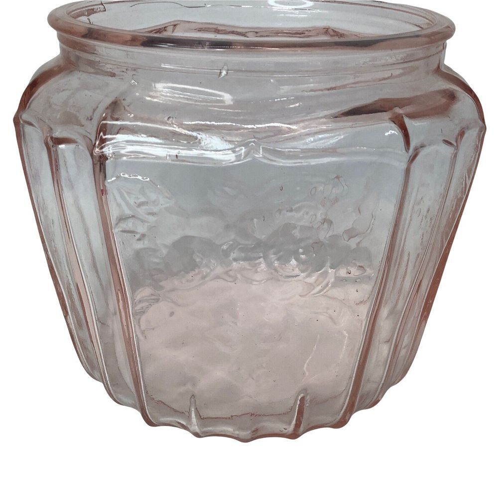 Vintage Pink Depression Glass Canister Anchor Hocking Open Rose Pattern